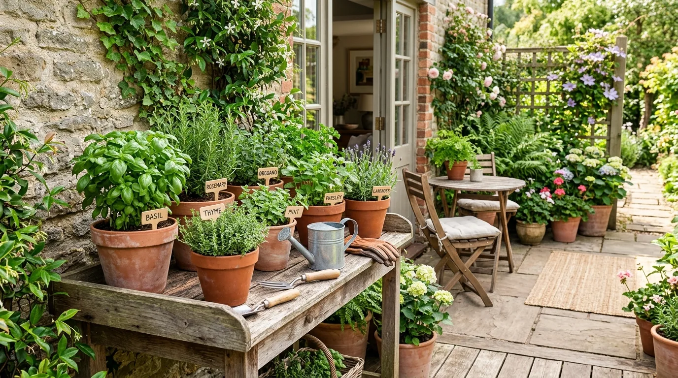 Climbing Plants Around a Patio Corner